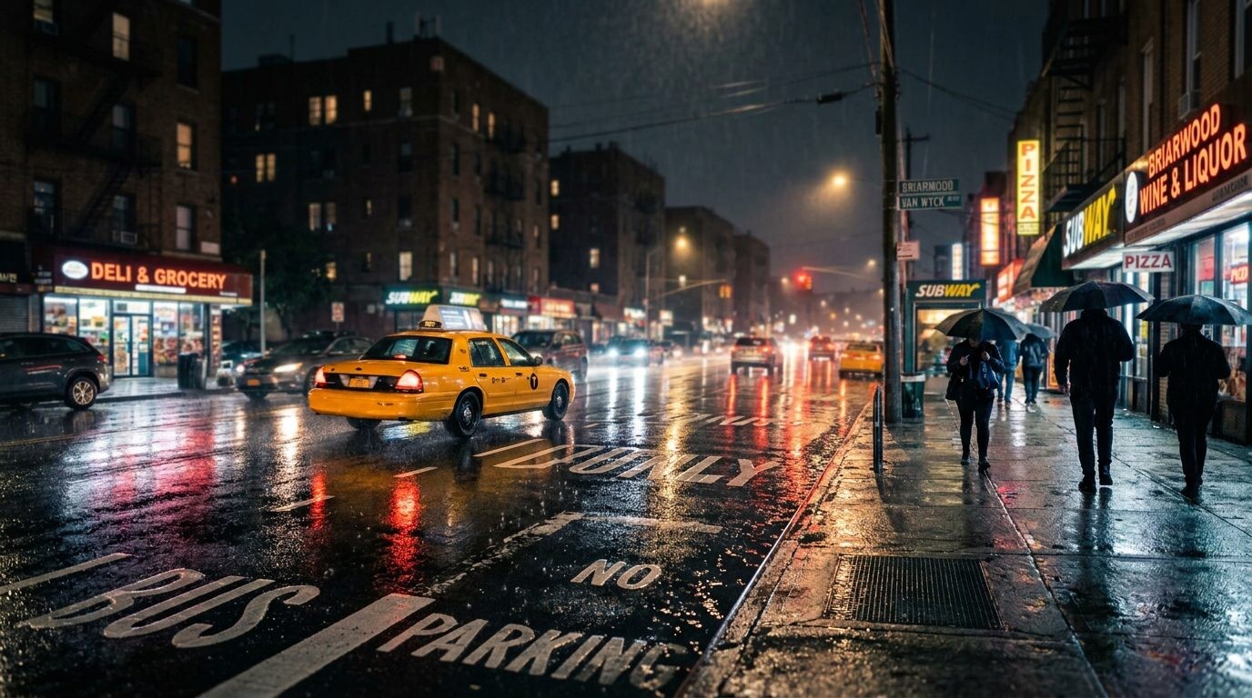 Sell Your Home in Briarwood 1 Sell my house in Briarwood, Queens NY — Street night · Homes by Agatha