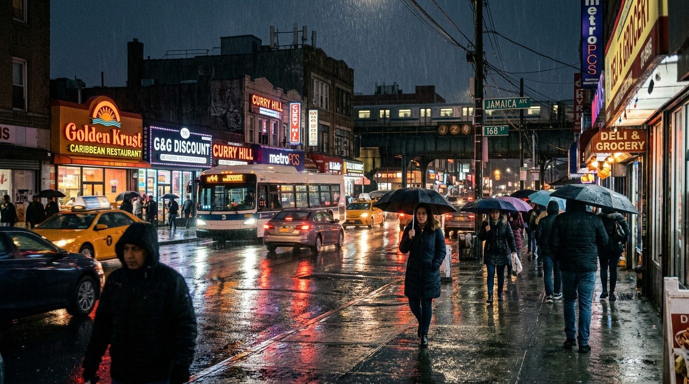 Buy Your Home in Jamaica 1 Homes for sale in Jamaica, Queens NY — Rainy evening streets · Homes by Agatha