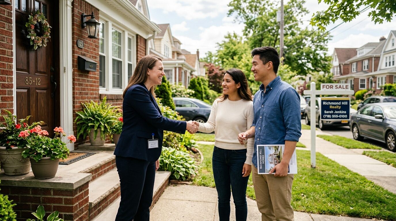 Sell Your Home in Richmond Hill 1 Sell my house in Richmond Hill, Queens NY — Agent presenting house · Homes by Agatha