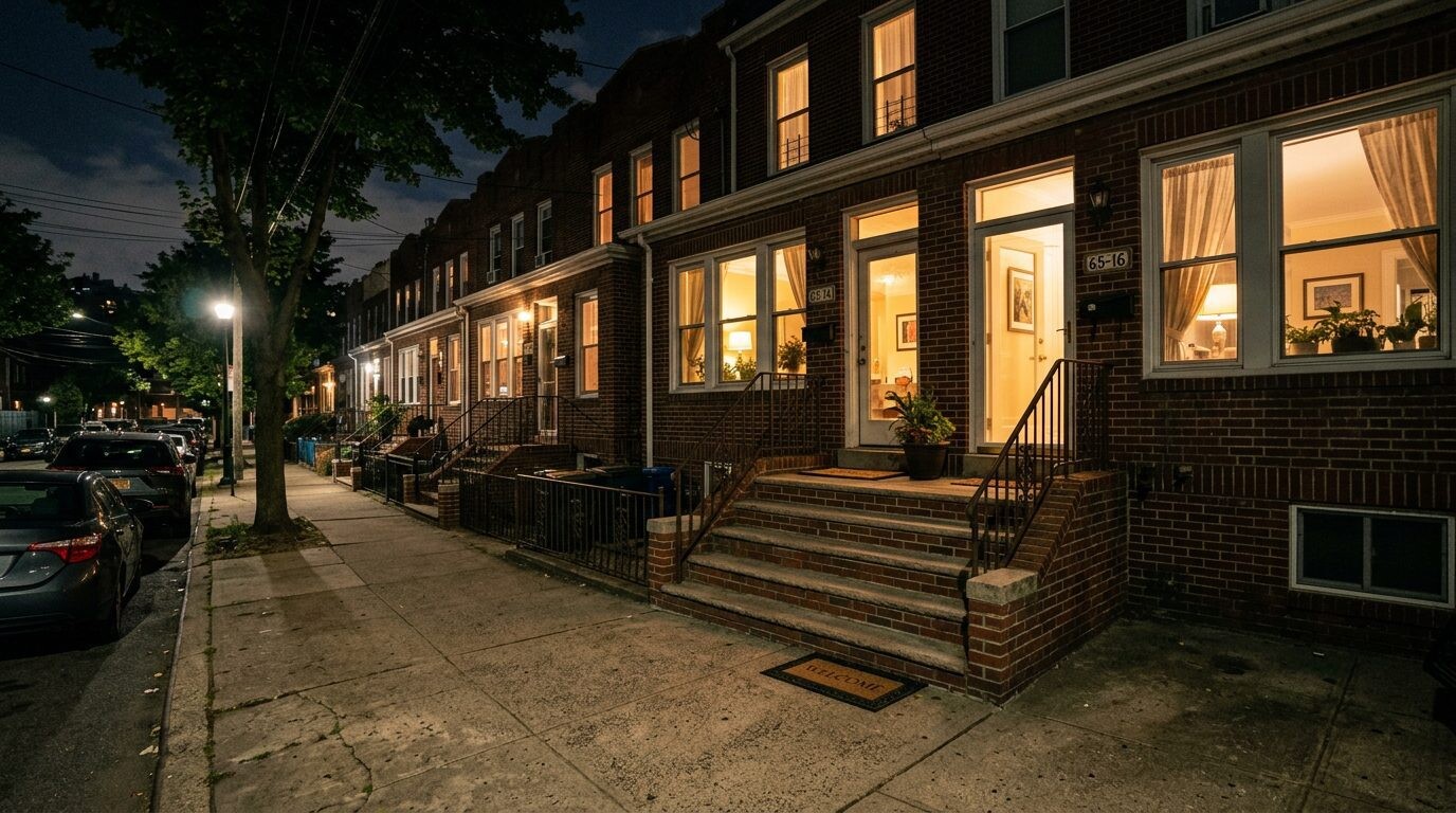 Sell your home in Glendale, Queens NY — Front stoops glowing interior · Homes by Agatha