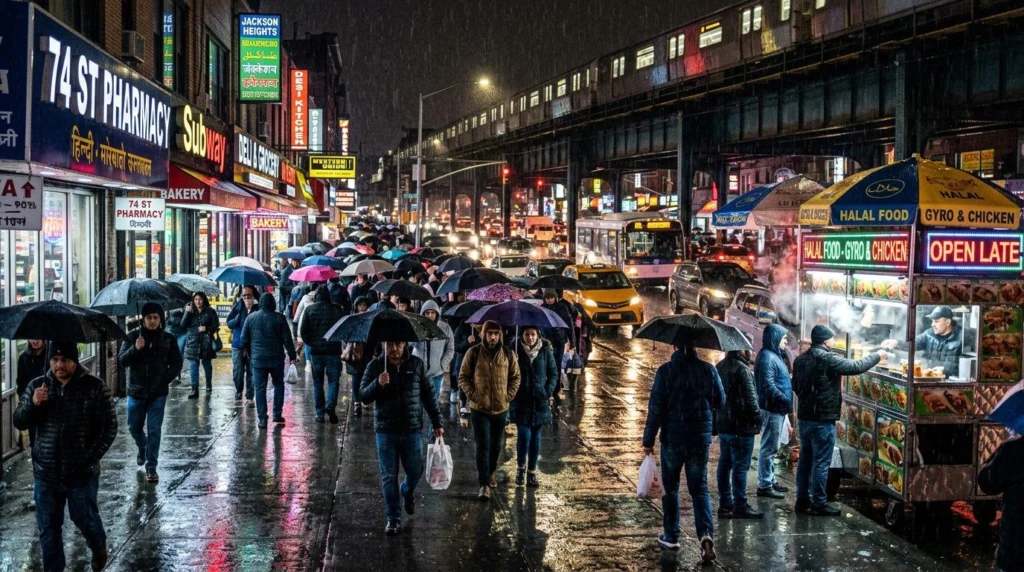 Buy a home in Jackson Heights, Queens NY — Rainy evening · Homes by Agatha