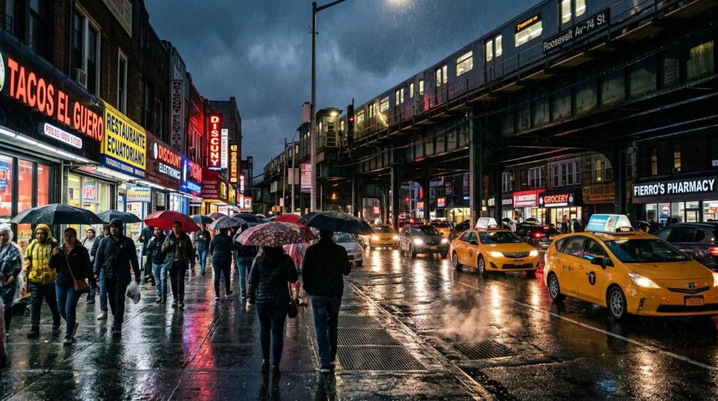 Sell Your Home in Jackson Heights 2 Jackson Heights, Queens NY home values — Rainy evening · Homes by Agatha