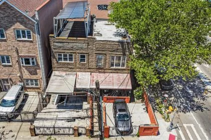 Aerial view of the corner lot at 708 Snediker Avenue, Brooklyn NY
