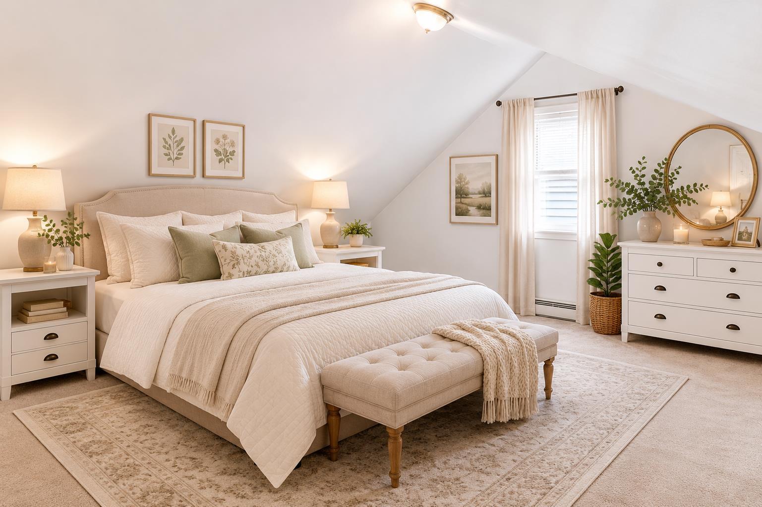 Bright staged bedroom in a Queens Village, NY home for sale — Homes by Agatha