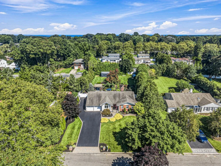 Half-acre property for sale in Smithtown, NY — aerial view of 31 Dehan Street | Suffolk County houses for sale | Agatha Lubas, Homes by Agatha